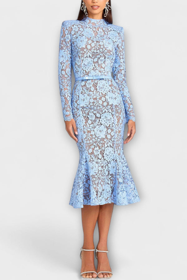 Freya - Elegantes Midi-Kleid aus floraler Spitze
