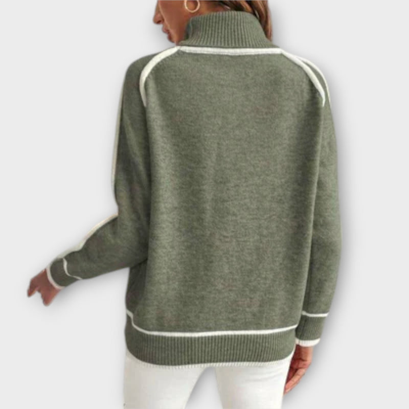 Christine - Luxuriöser olivgrüner Strickpullover