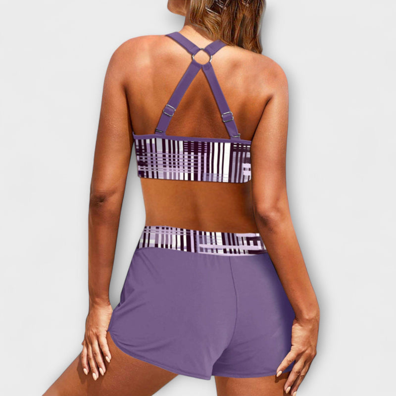 Janelle - Gerippter Bikini mit hoher Taille