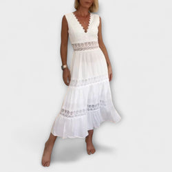 Ninfea - Ärmelloses Midikleid im Boho-Stil mit Spitzendetails