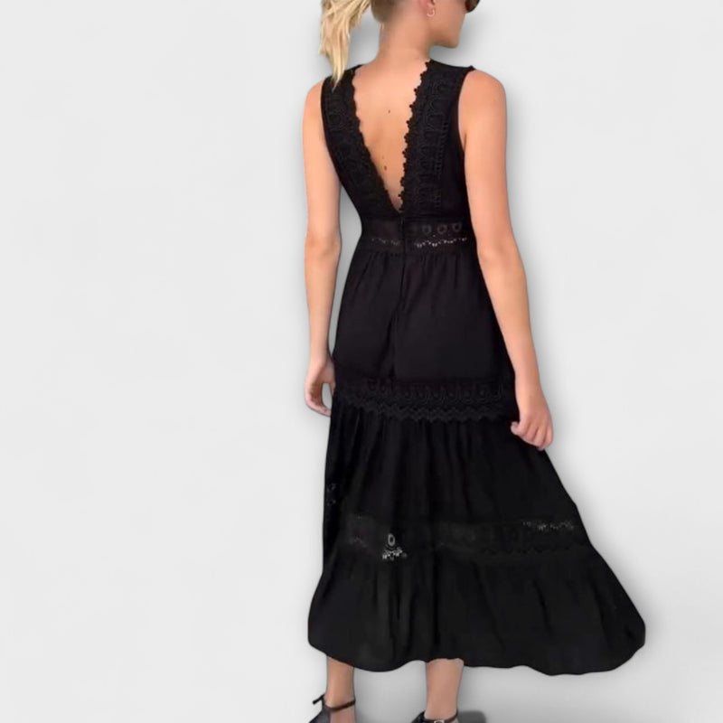Ninfea - Ärmelloses Midikleid im Boho-Stil mit Spitzendetails