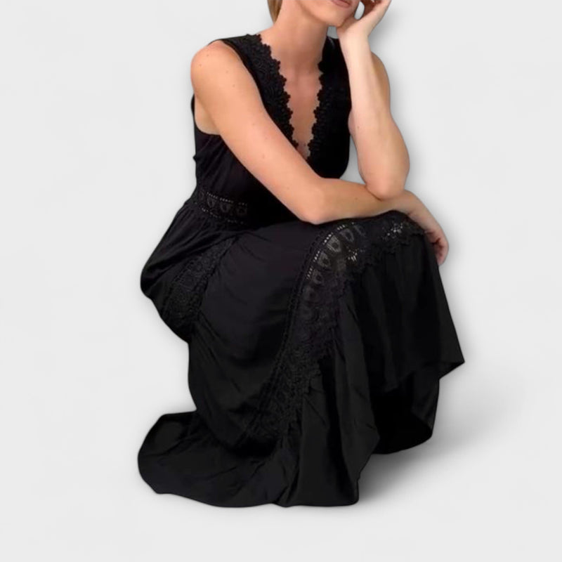 Ninfea - Ärmelloses Midikleid im Boho-Stil mit Spitzendetails
